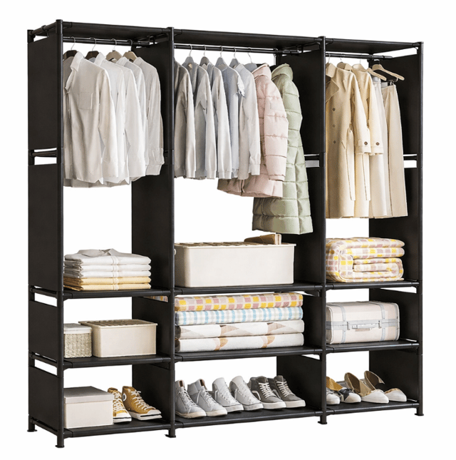 UB Dulap textil tip organizator haine cu rafturi si bara umerase 170x130x36